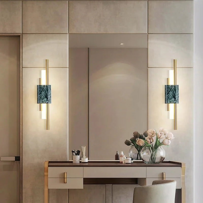 Arisha Modern Linear LED Wandlampe Weiß/Gold/Grün Schlafzimmer Metall