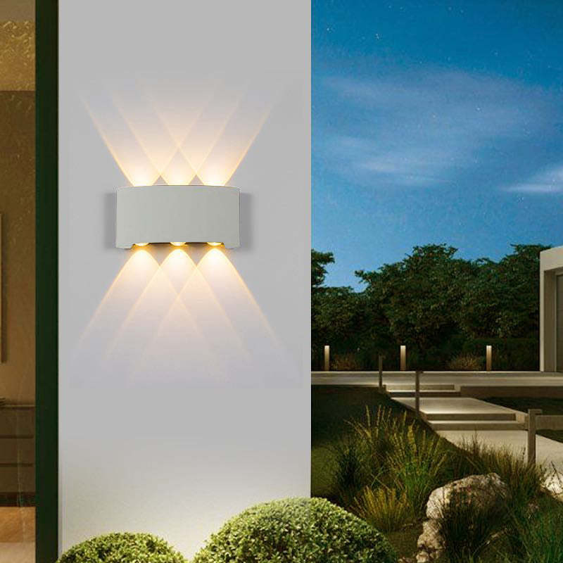 Ray Außenwandleuchte Modern Rechteck LED Weiß Metall Terrasse