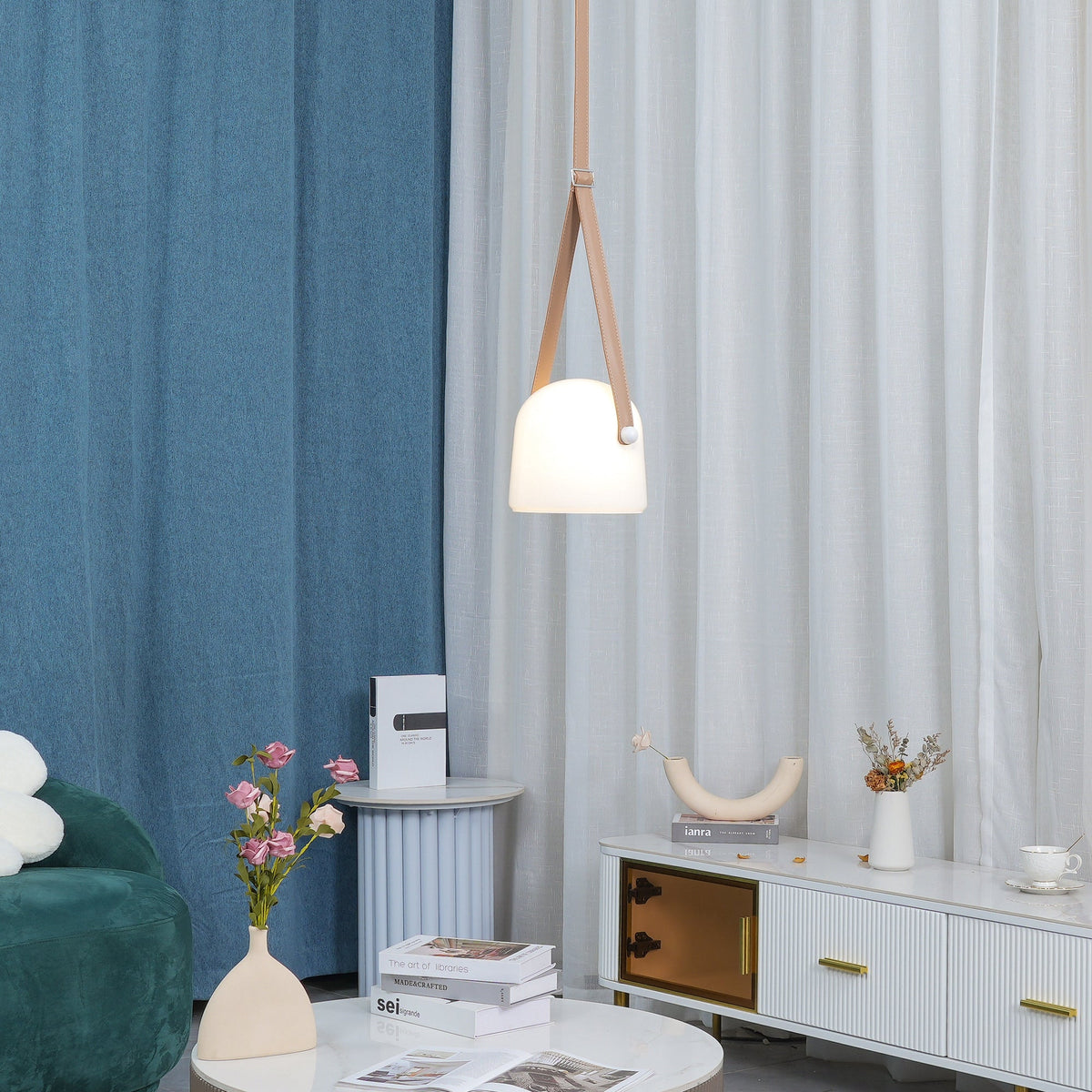 Averisce Pendelleuchte aus Leder im Industrie-Stil