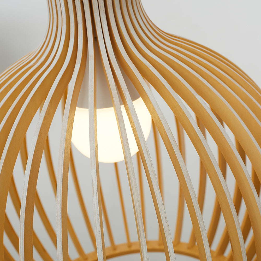 Muto Hölzerne Vogelkäfig-Lampe Pendelleuchte Holz Esszimmer