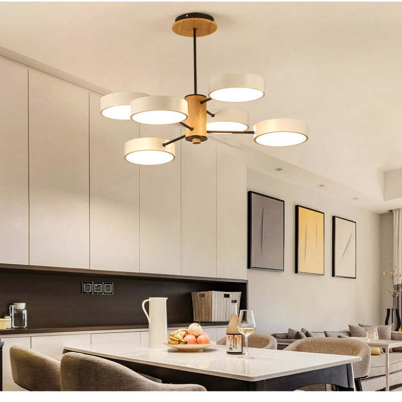Arisha Modern Kronleuchter Geometrische Wohnzimmer, Metall Holz, 3 Farben