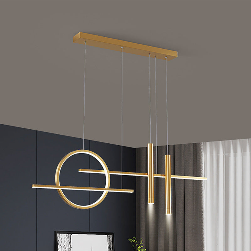 Arisha Modern Pendelleuchte Ring Linear Esszimmer, Schwarz/Gold, Metall