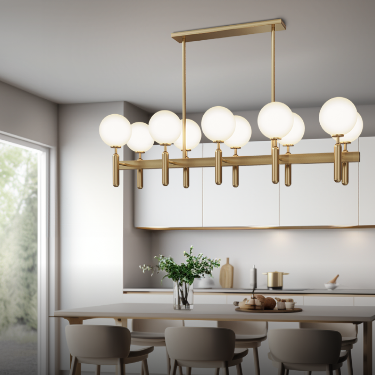 Kristy Modern/Rund LED Kronleuchter Gold Glas/Metall Wohnzimmer