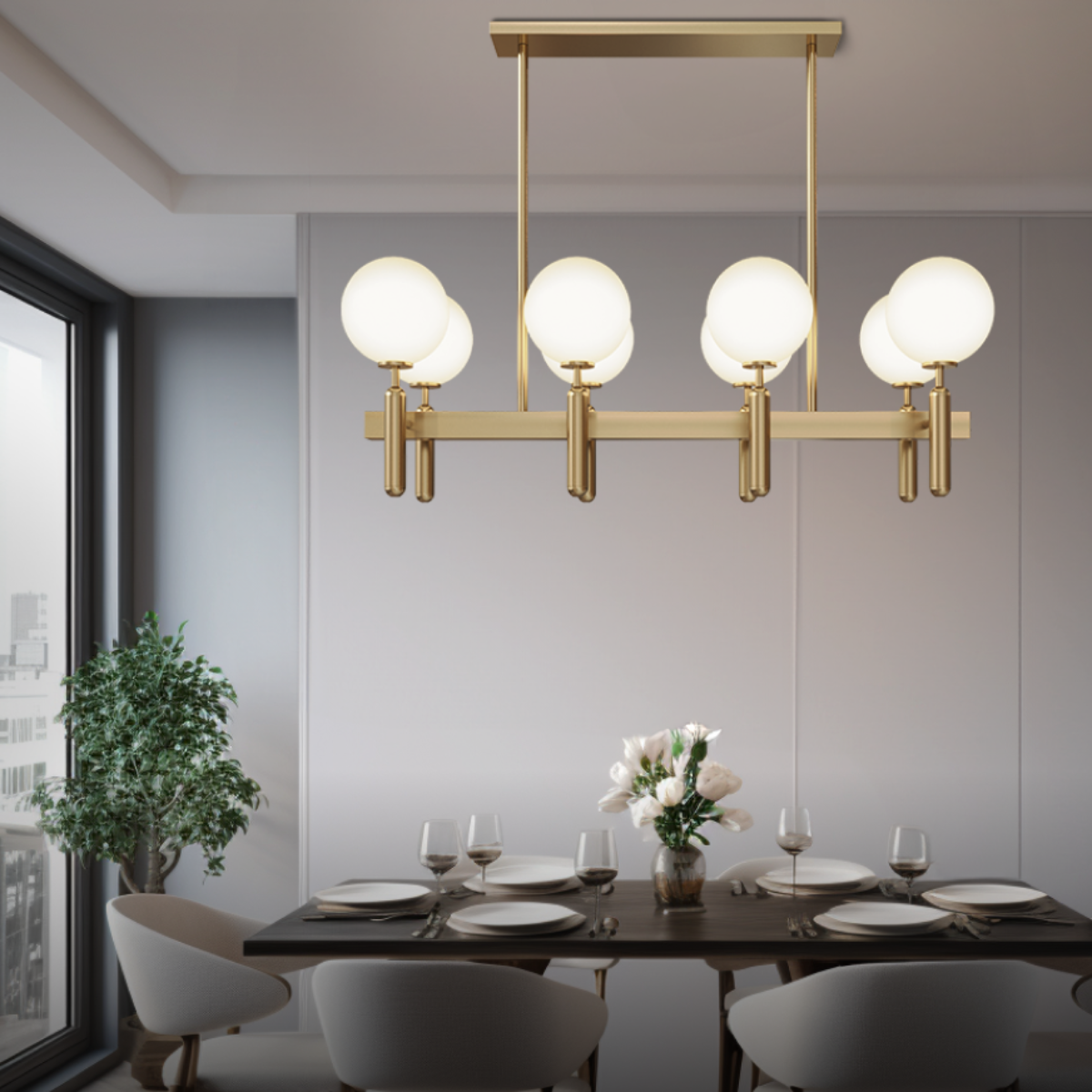 Kristy Modern/Rund LED Kronleuchter Gold Glas/Metall Wohnzimmer
