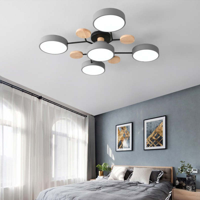 Muto Deckenleuchte Holz Modern Rund LED Weiß Schlaf/Wohnzimmer