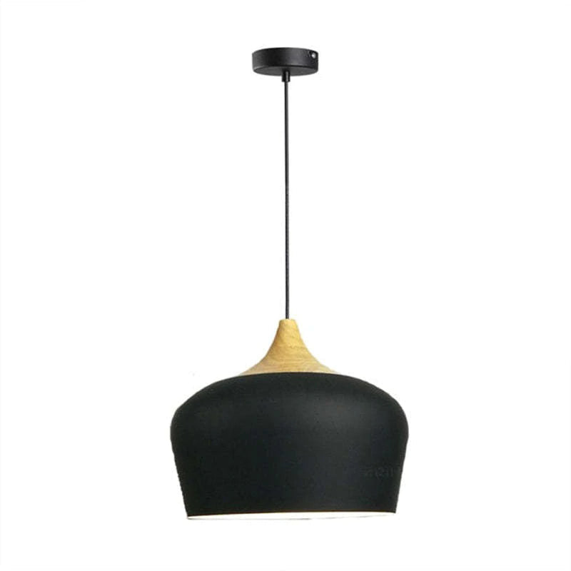 Arisha Modern Pendelleuchte Schale, Weiß/Schwarz, Esszimmer, Metall Holz