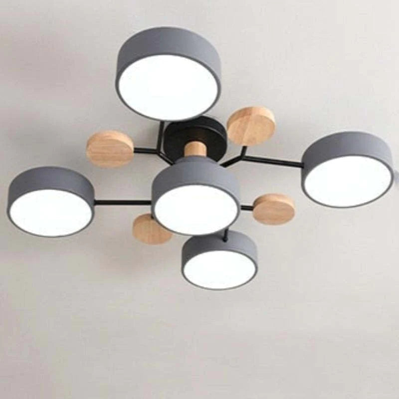 Muto Deckenleuchte Holz Modern Rund LED Weiß Schlaf/Wohnzimmer