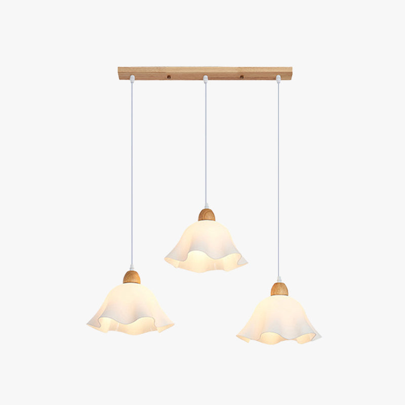 Muto Modern Blume LED Pendelleuchten Weiß Ess/Wohn/ Schlafzimmer Holz+Acryl 2 Stile