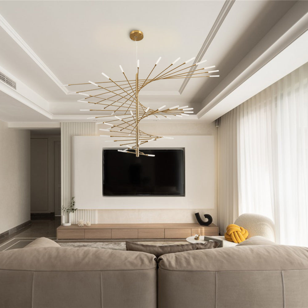 Arisha Kronleuchter Rotierendes Feuerwerk Schwarz/Gold Wohnzimmer/Kunstgalerie