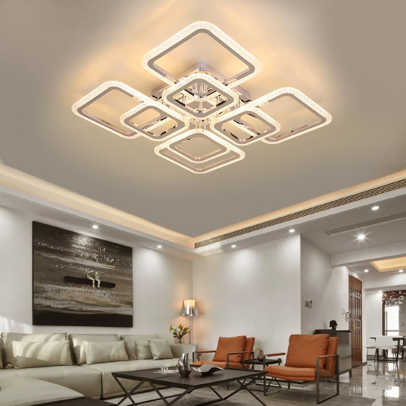 Arisha Design Luxus Quadrat LED Deckenleuchte Metall Acryl Wohnzimmer Schlafzimmer Esszimmer