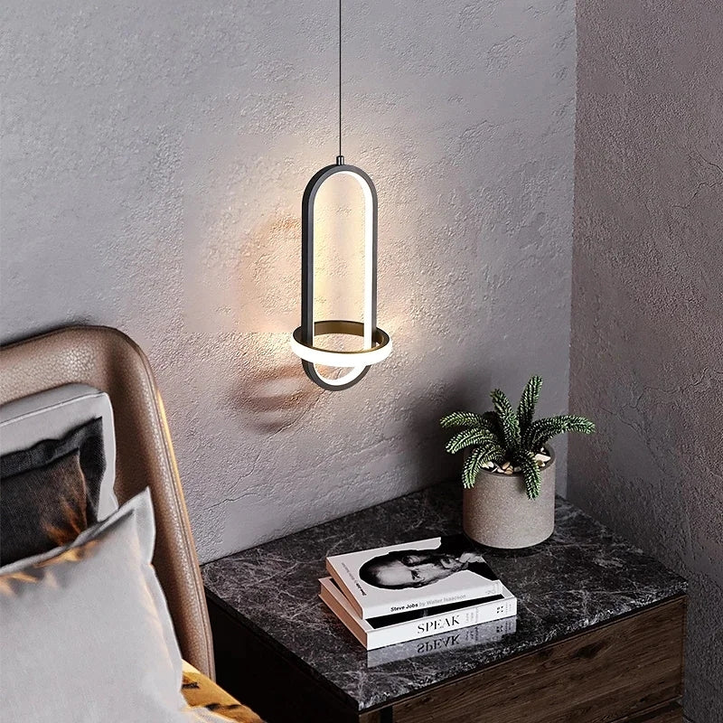 Arisha Modern Minimalistisch LED Ring Pendelleuchte Schwarz/Gold Schlafzimmer Metall