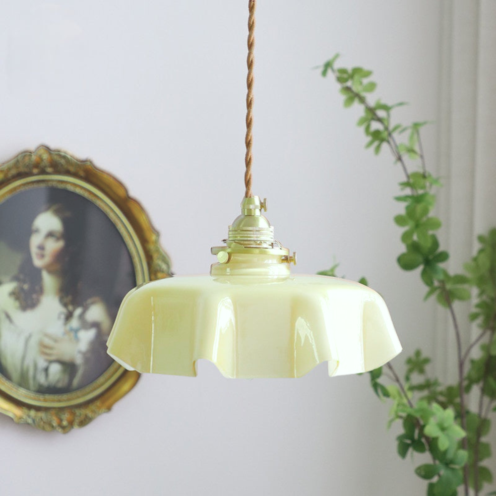 Valentina Vintage LED Pendelleuchte Glas/Holz/Metall Schlaf/Esszimmer