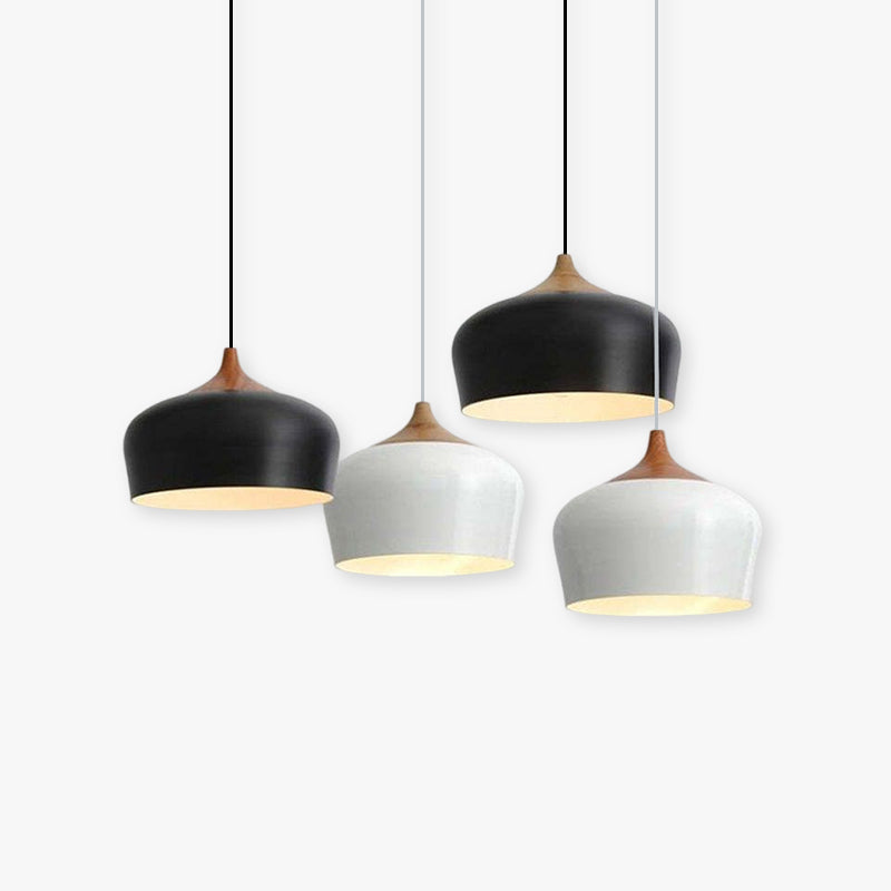 Arisha Modern Pendelleuchte Schale, Weiß/Schwarz, Esszimmer, Metall Holz