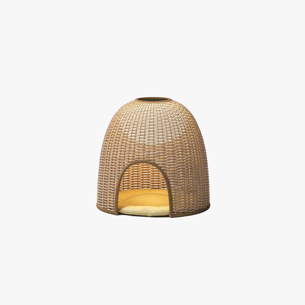 Ritta Natürlich LED Außenstehleuchte mit Tisch GartenMetall/Rattan USB/Solar 40/47CM