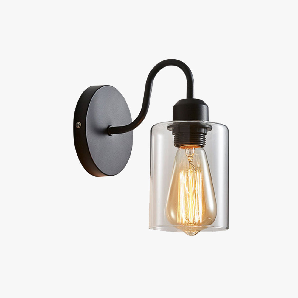 Silva Vintage Klassische Form LED Wandleuchte Innen Schwarz Schlafzimmer/Flur Metall&Glas