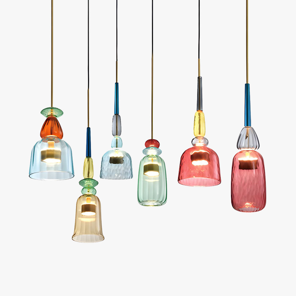 Valentina Modern LED Tasse Glas Pendelleuchte 6 Farben Wohnzimmer