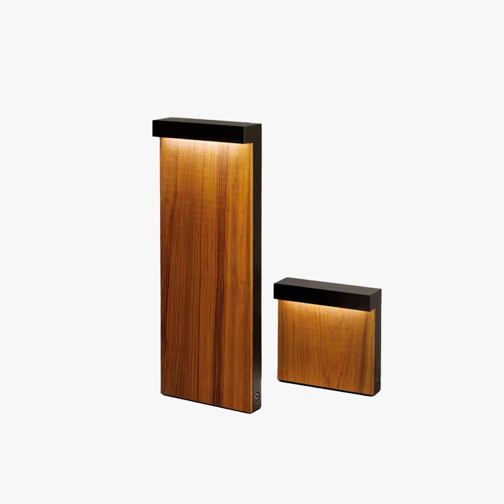 Ray Moderne rechteckige LED Außen-Wegeleuchte Holz Garten Metall 22/58CM Lang