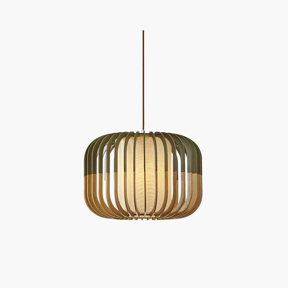 Muto Moderne LED Pendelleuchte Schlaf/Wohnzimmer Gold Holz/Stoff