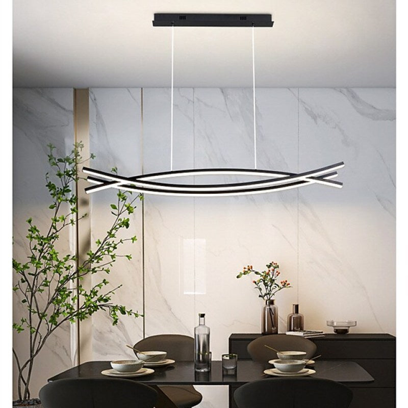 Arisha Modern LED Pendelleuchte Schwarz, Wohn/Esszimmer, Metall