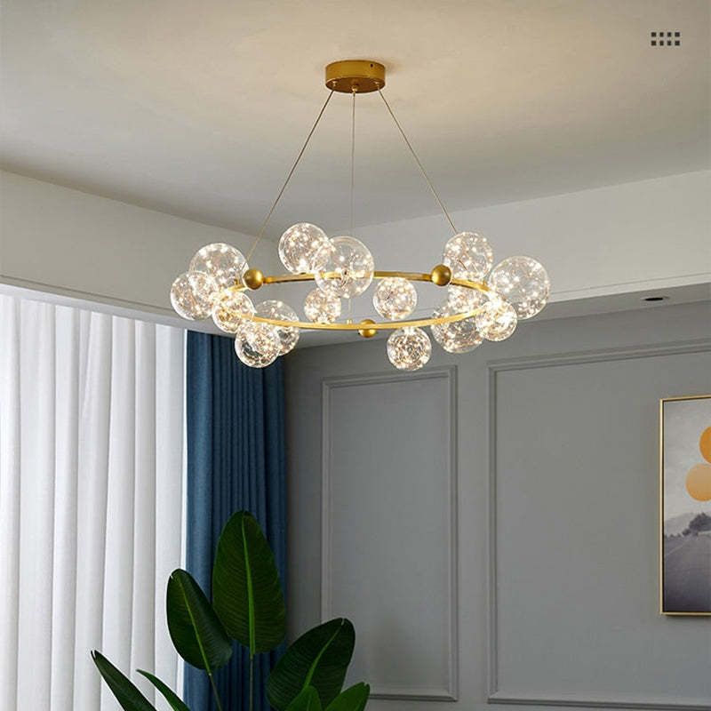 Valentina Kreis Kronleuchter Metall Glas Wohnzimmer Schlafzimmer Esszimmer