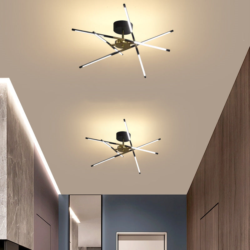 Arisha Modern Linear LED Deckenleuchte Schwarz/Gold Wohn/Schlafzimmer Metall/Acryl Multi-Flammig
