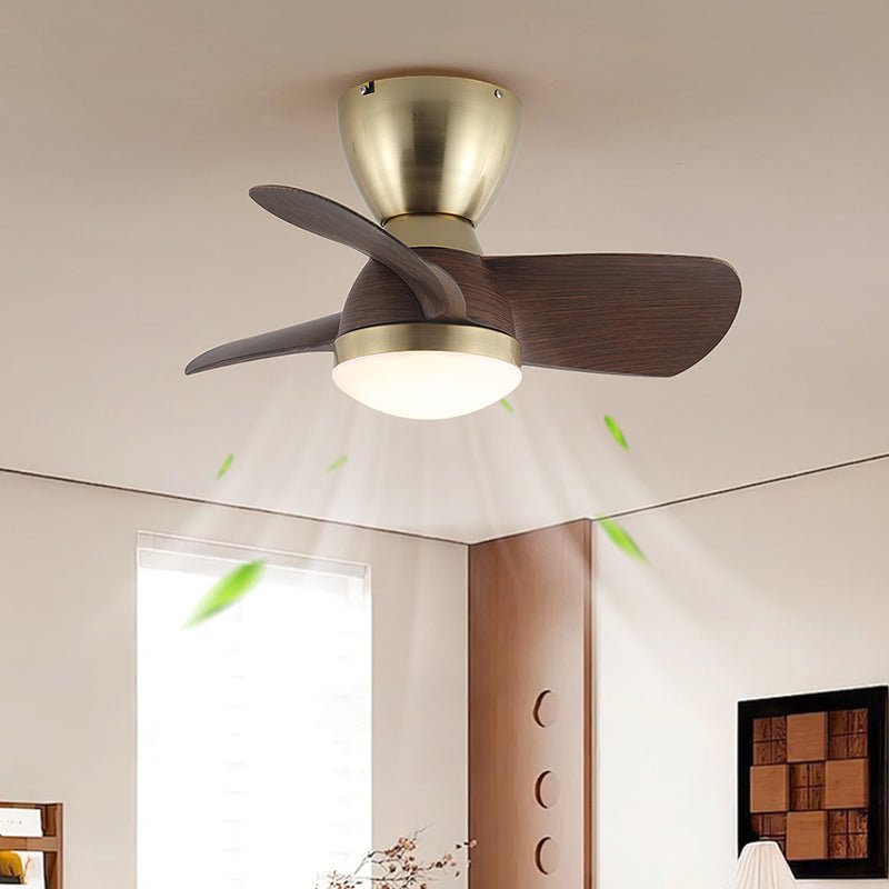 Aldiian minimalistisch Messing-Holz-Deckenventilator mit Beleuchtung
