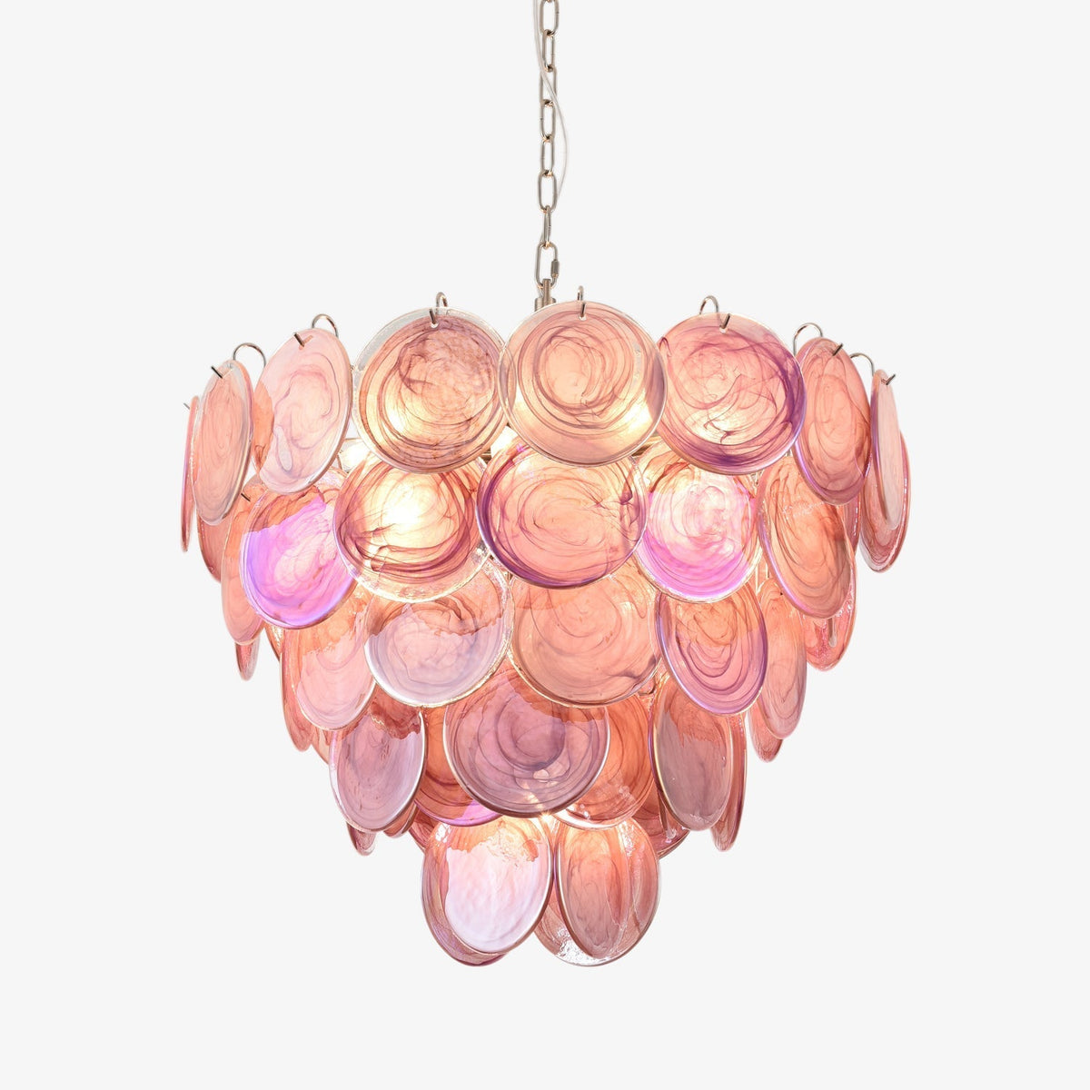 Ault Kronleuchter Pink Murano Disc Layered zeitgenössisch