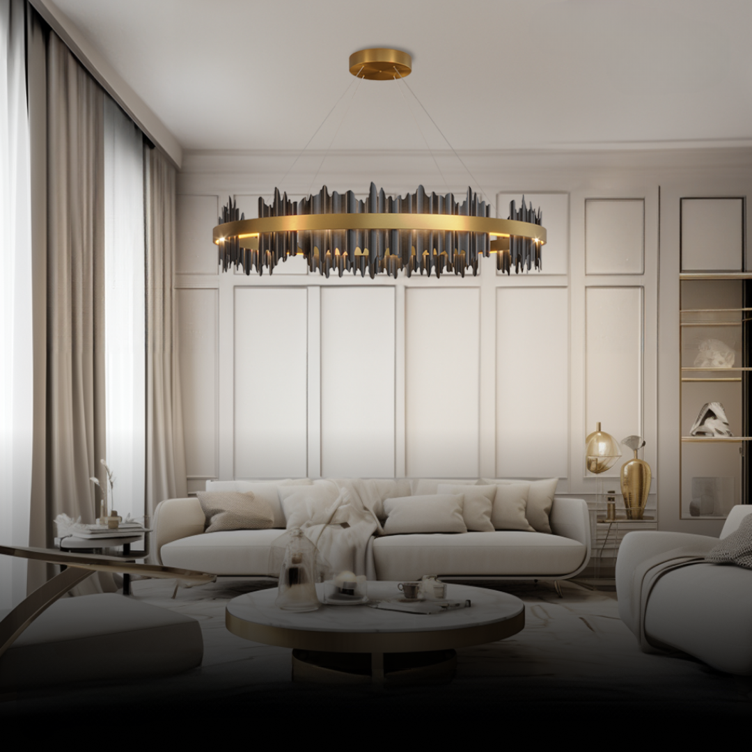 Kristy Industrial LED Kronleuchter Gold Metall Schalf/Wohnzimmer