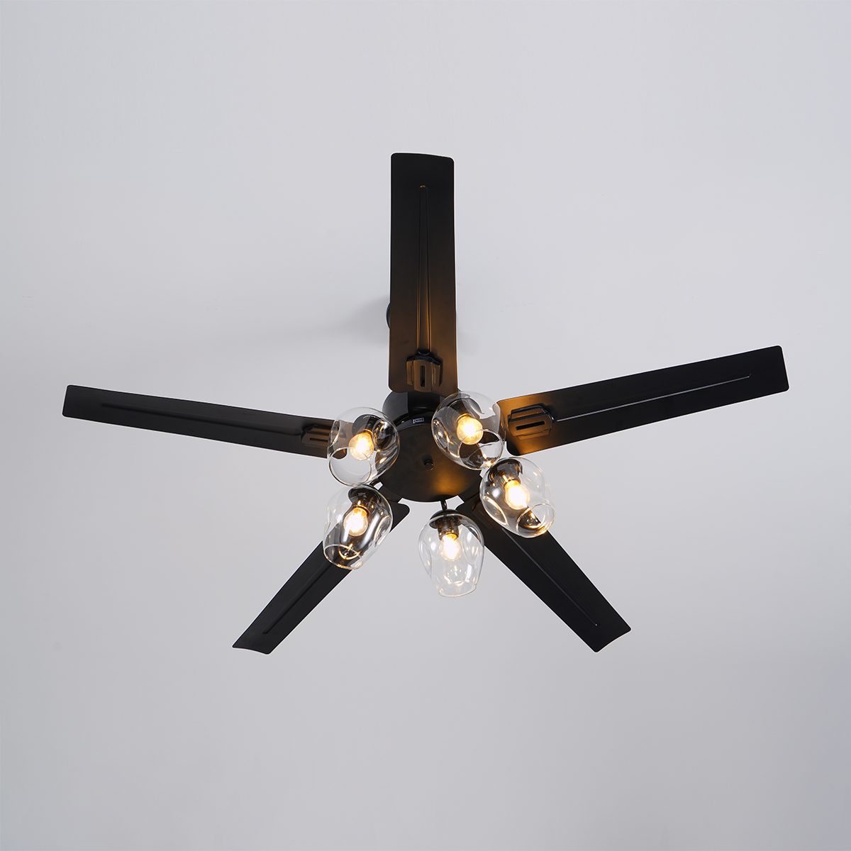 Zazoren Vintage Schwarz Glas Deckenventilator mit Beleuchtung