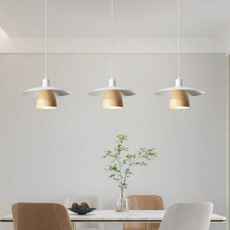 Valentina Moderne LED Pendelleuchte Weiß Holz Metall Schlafzimmer