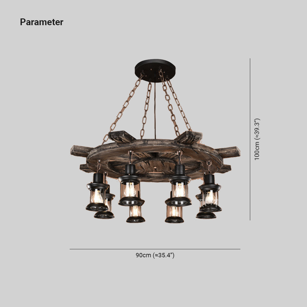 Epoch Vintage LED Pendelleuchte Ruder Käfig Wohnzimmer, Metall Holz