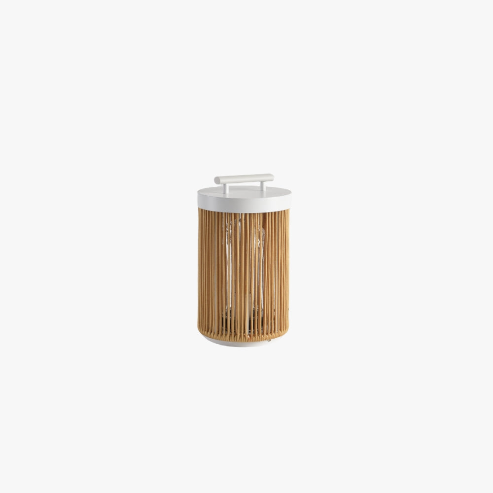 Ritta Modern LED Stehlampe, Zylinder, Metall/Rattan, Außen