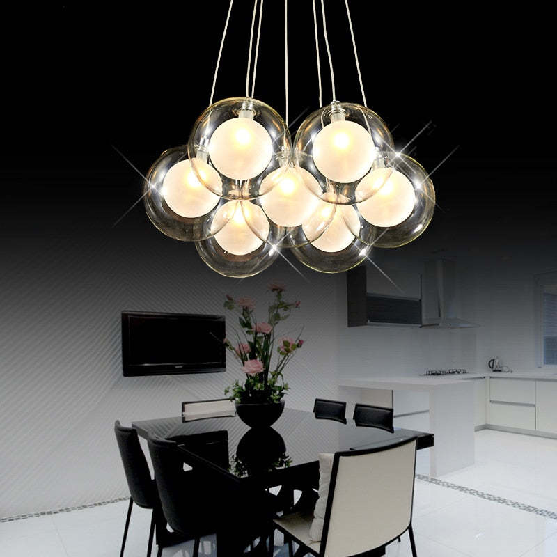 Valentina Modern GlaskugelLED Pendelleuchte Esstisch/Flar Metall Glas