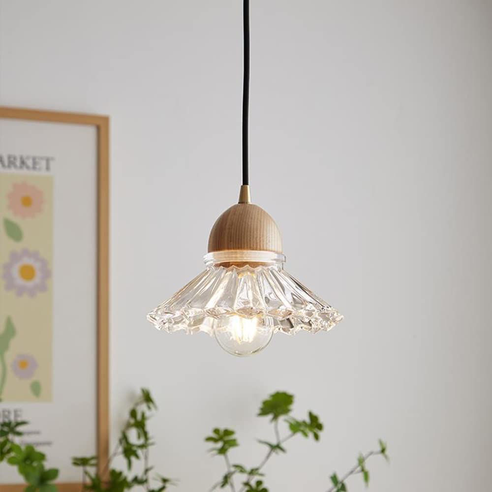 Valentina Retro Holz Pendelleuchte Glas Schlafzimmer/Wohnzimmer/Esszimmer
