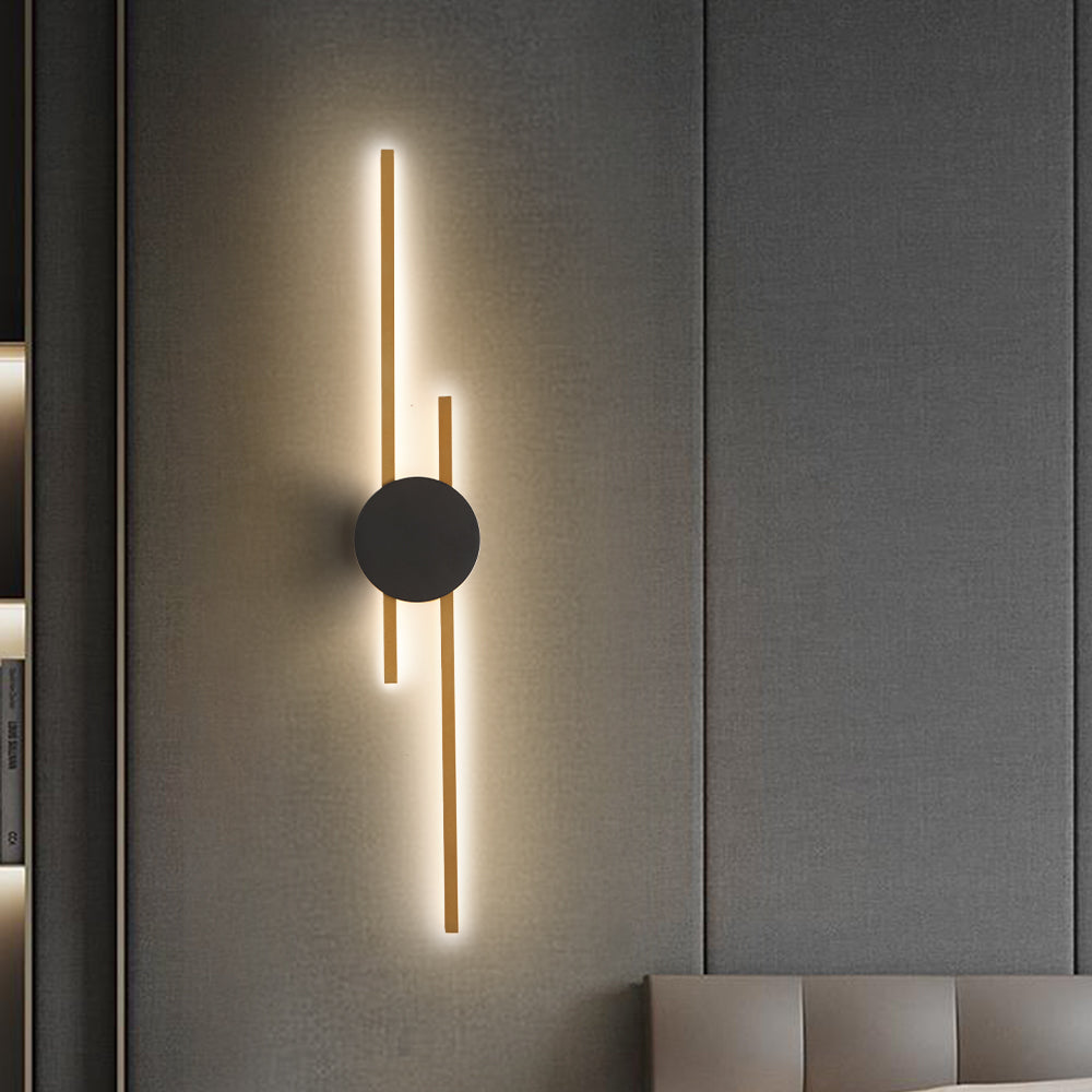 Arisha Nodic Linear Wandleuchte Schwarz/Gold Wohnzimmer