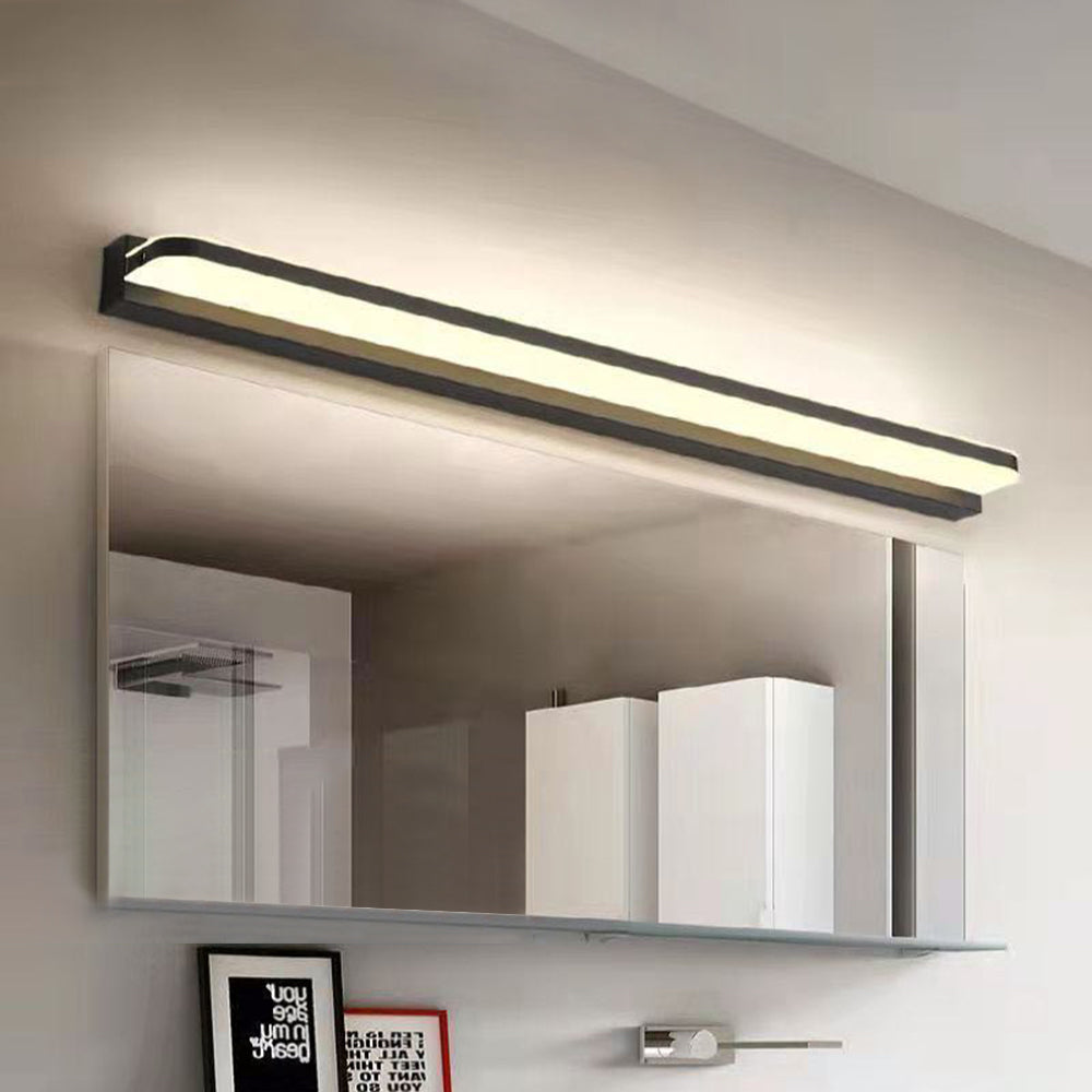 Arisha Nordic Linear Metall Spiegelfront Wandleuchte, Chrom/Schwarz, Schlafzimmer