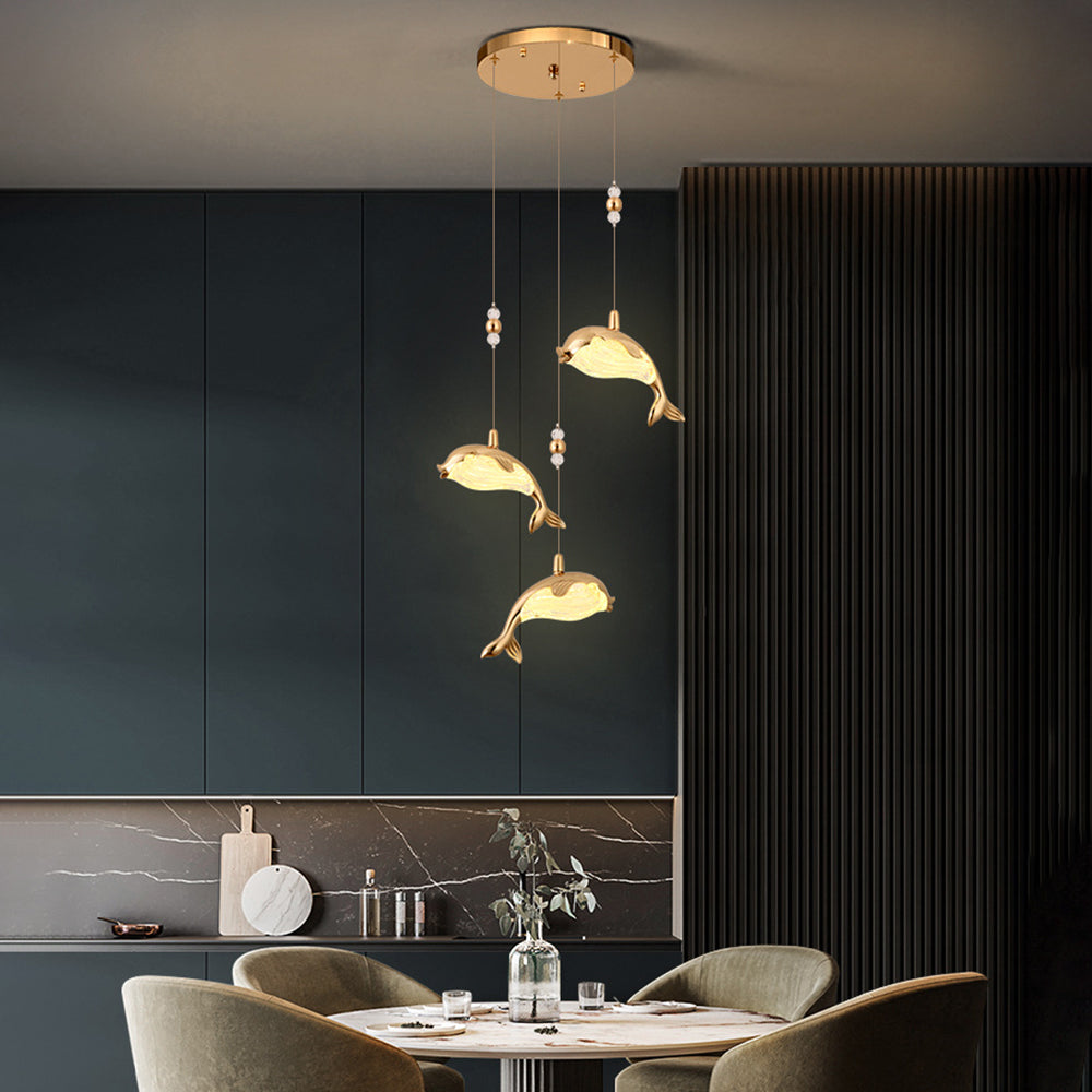 Arisha Design LED Pendelleuchte Schlaf/Esszimmer/Kinderzimmer Gold