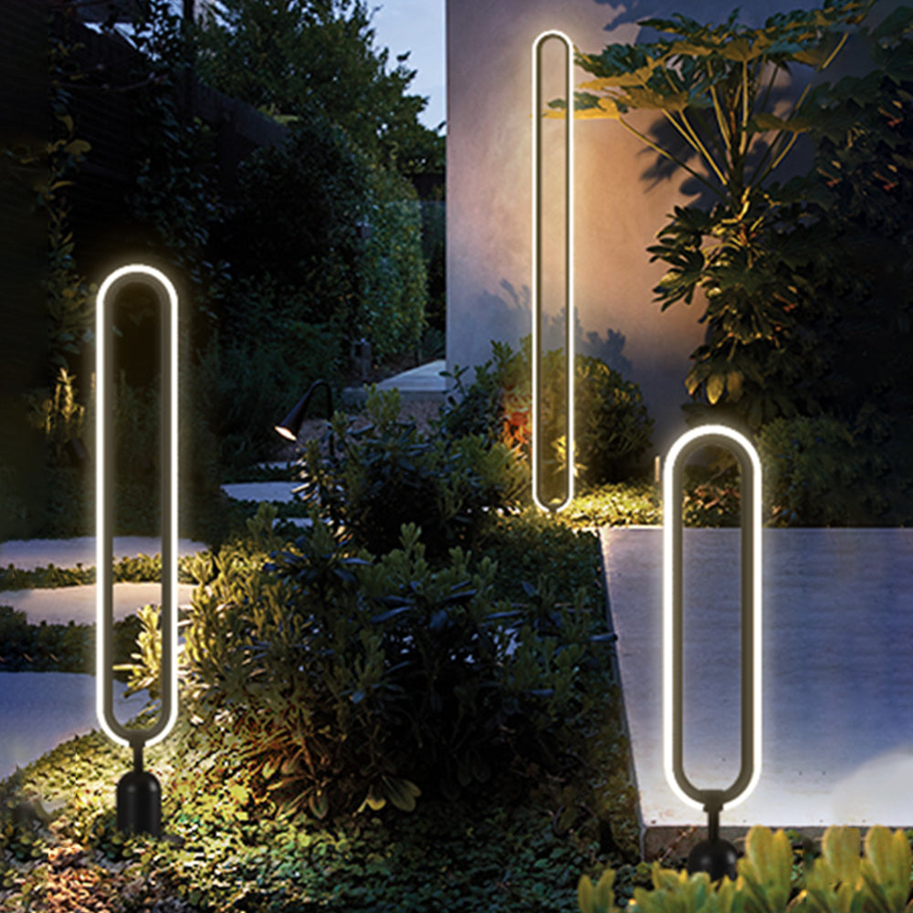 Ray Oval Modern LED Außenleuchte Schwarz Garten/Balkon Metall&Acryl Solar