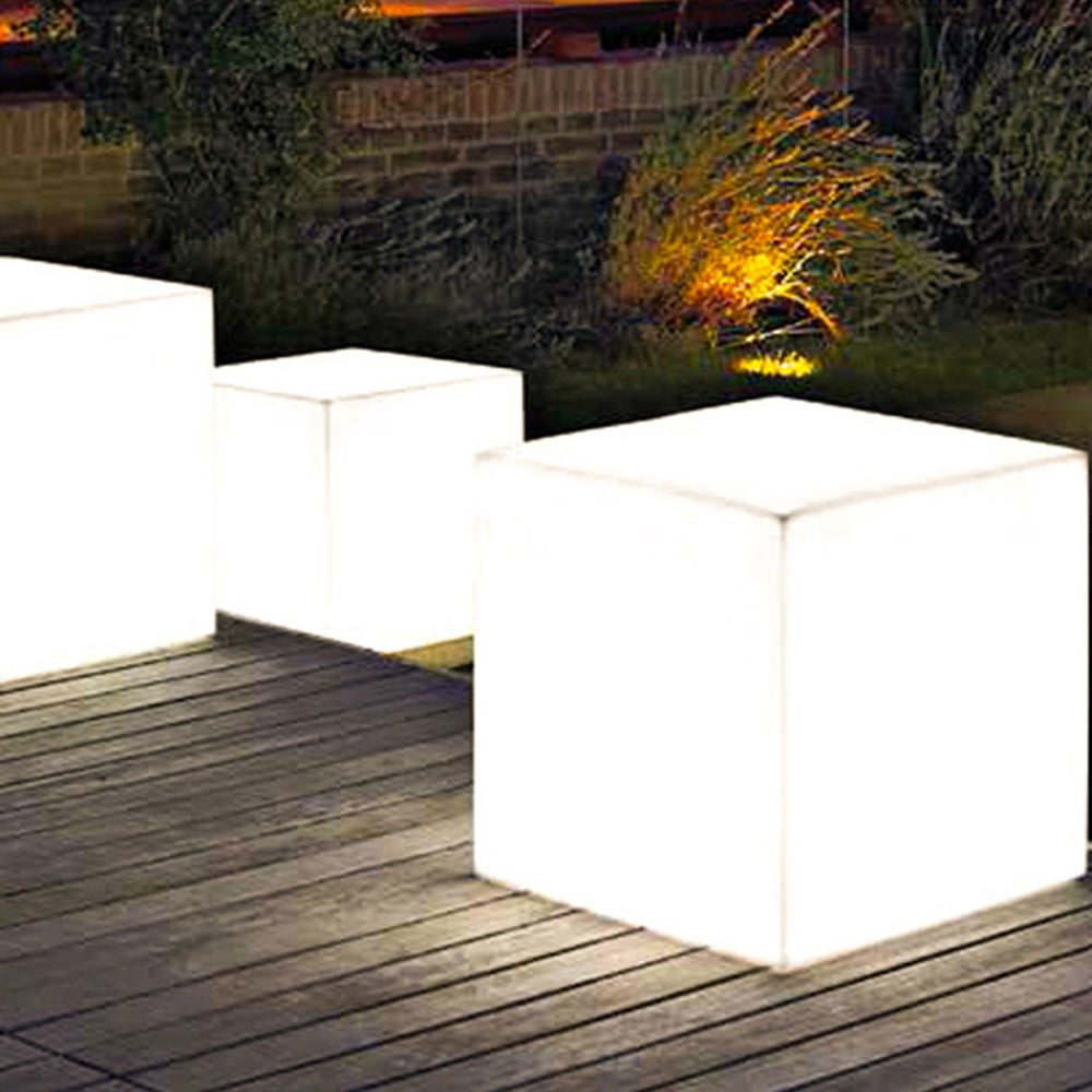 Ray Modern LED Außenleuchte Weiß Garten/Flur/Balkon PE Würfelform 7 Größen Wiederaufladbar