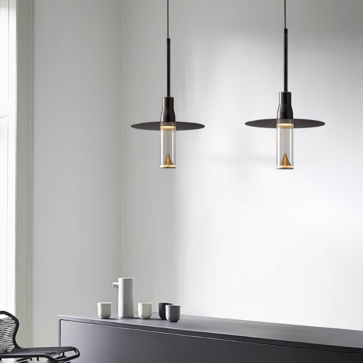 Lominex Pendelleuchte Acryl-Hutplatte Chrom moderne