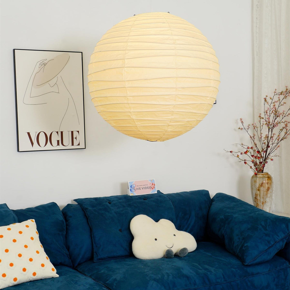 Luna Pendelleuchte mit japanischem Papier-Globus