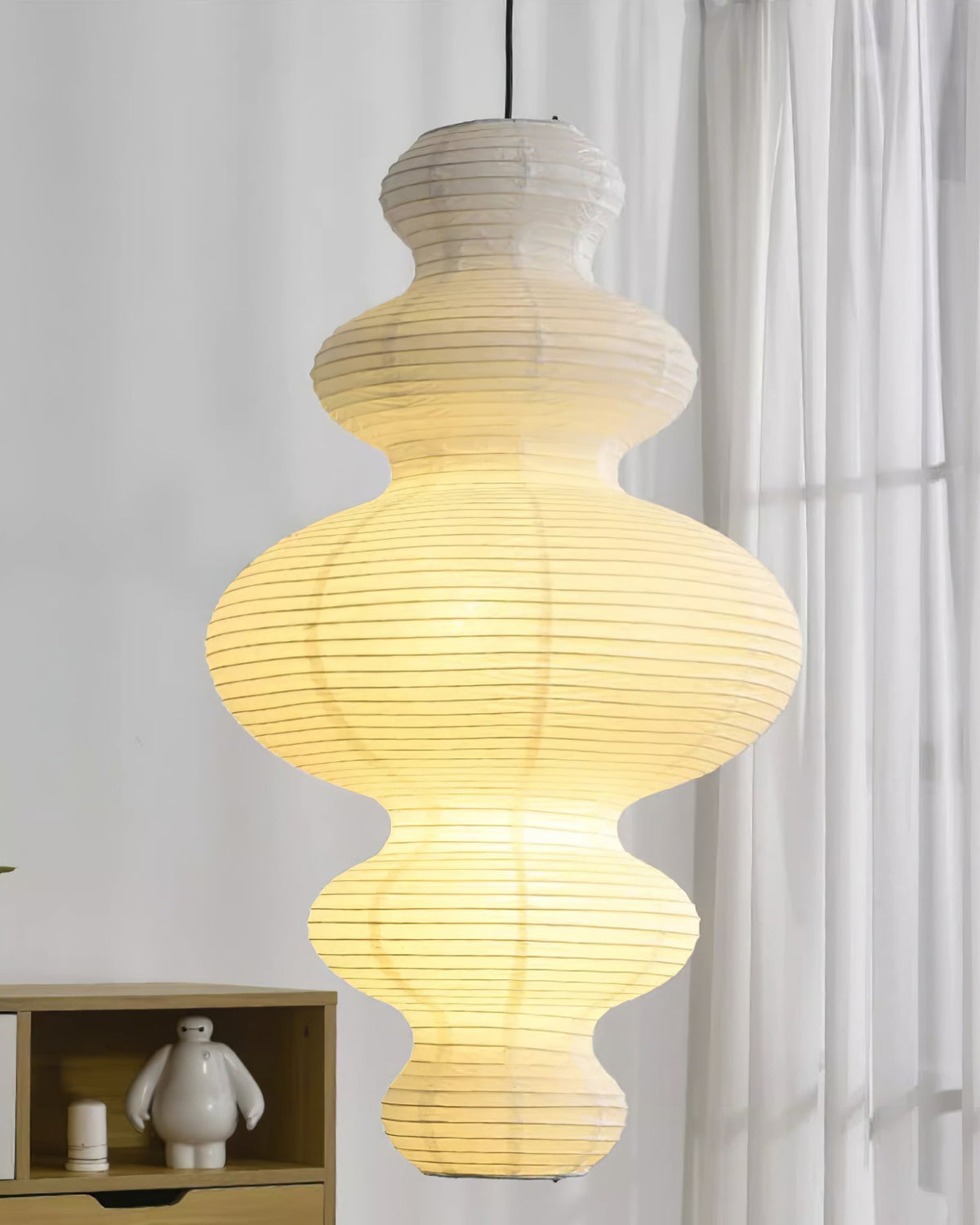 Lythaaris Pendelleuchte aus Seidenvorhangpapier im natürlichen Kunststil