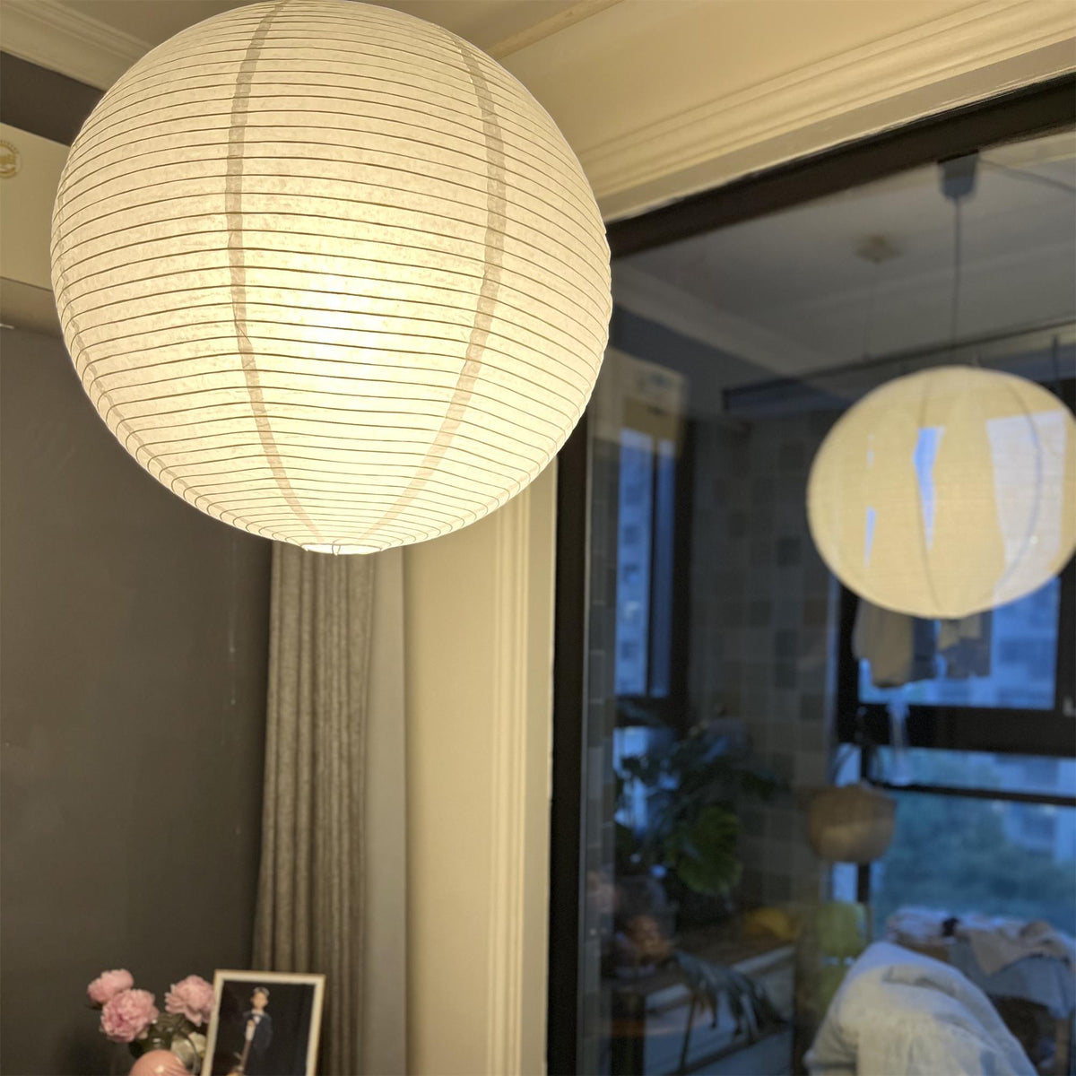 Noveno Pendelleuchte Bambus Washi-Papier rund