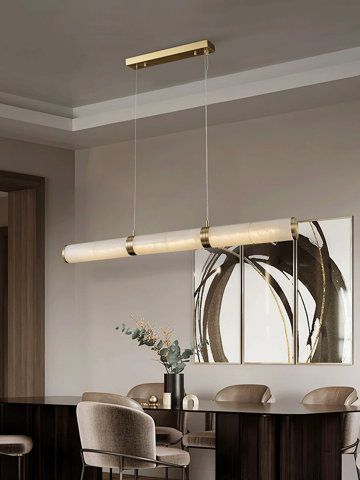 Gevrel Minimalistische Alabaster-Pendelleuchte in linearer Form