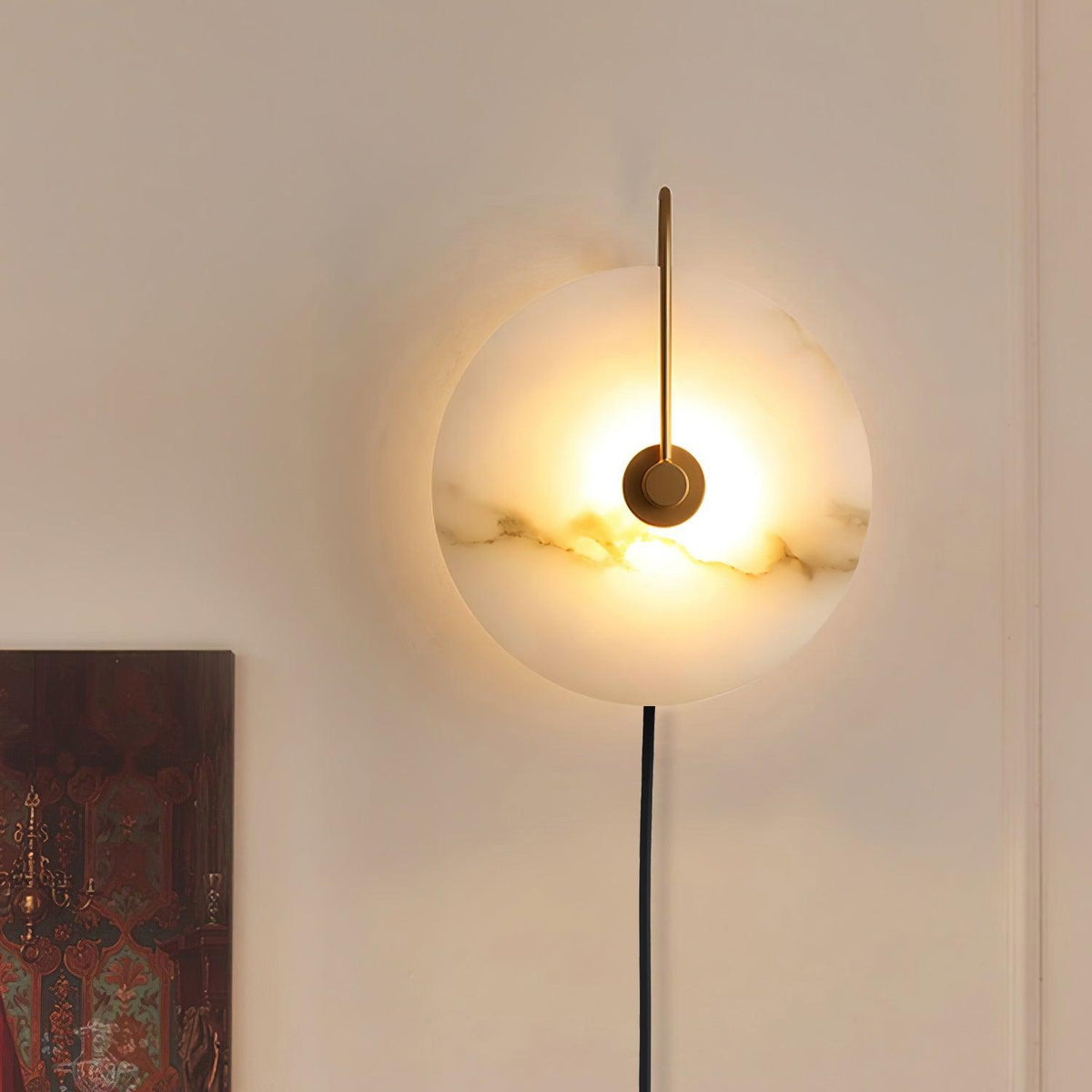 Albeaine Alabaster Pendelleuchte in Kugel-Form mit Stecker | Wandleuchte
