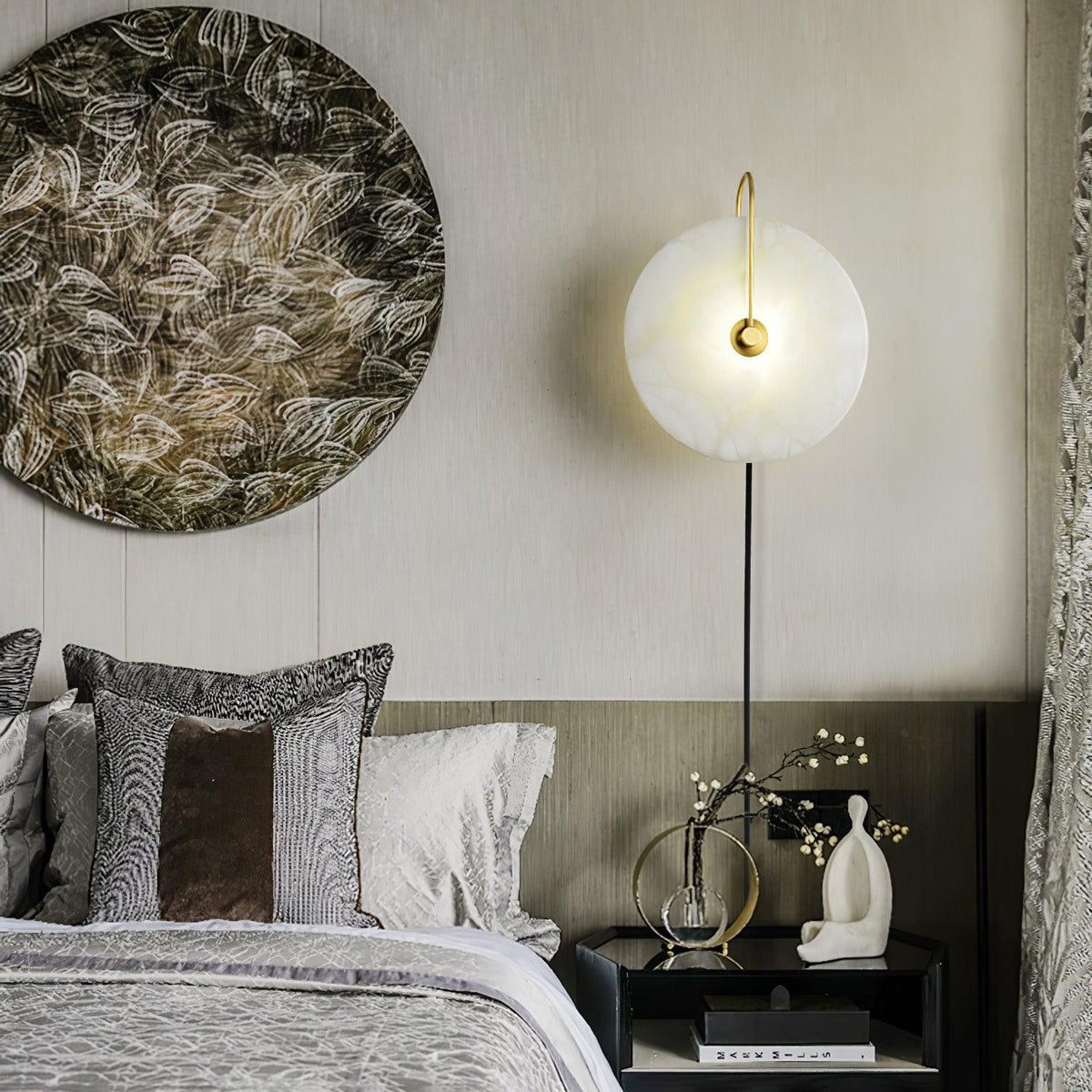 Albeaine Alabaster Pendelleuchte in Kugel-Form mit Stecker | Wandleuchte