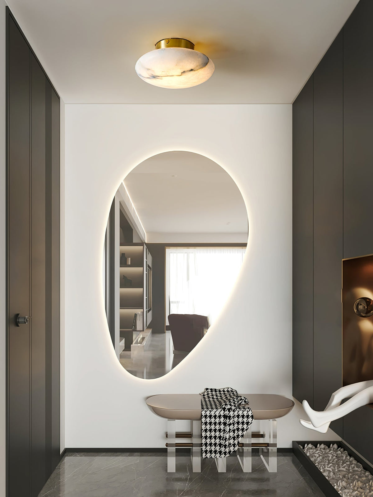 Vanorara Minimalistische Alabaster-flache Deckenleuchte