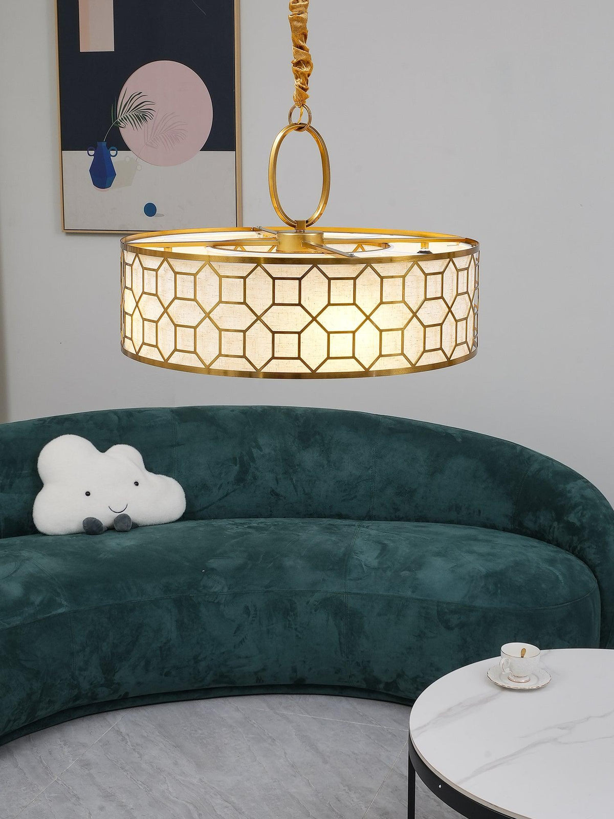 Arshaor Premium Elegance runde Pendelleuchte aus Kupfer mit Glaskolben