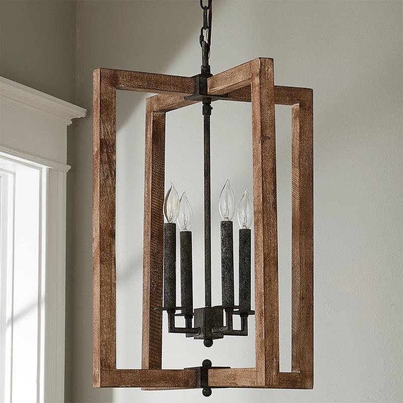 Eirikuvyi Vintage Kreativität Metall-Holz-Laternen-Pendelleuchte