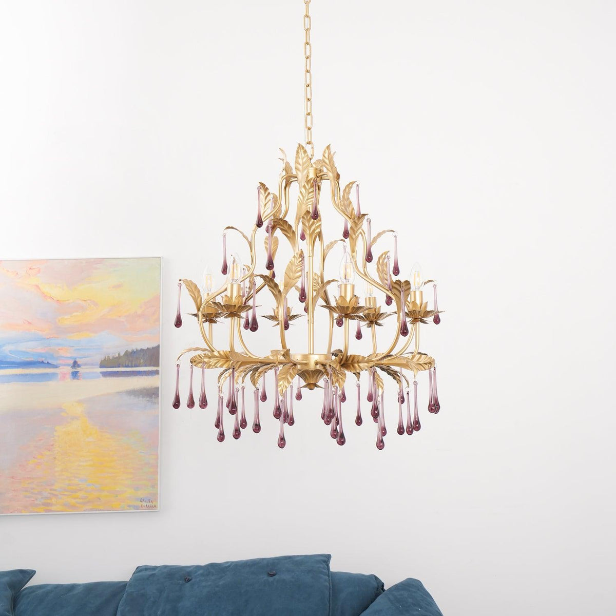 Orienaine Pendelleuchte Gold Blatt